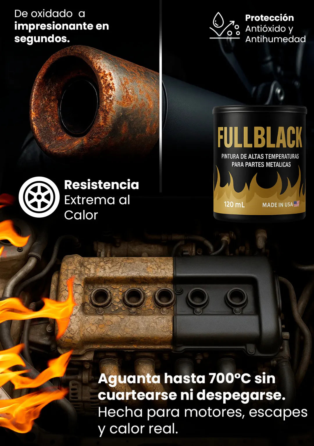 FullBlack™-Protege, Restaura y Revive los Metales de tu Vehículo – El Pintado Perfecto contra el Oxido
